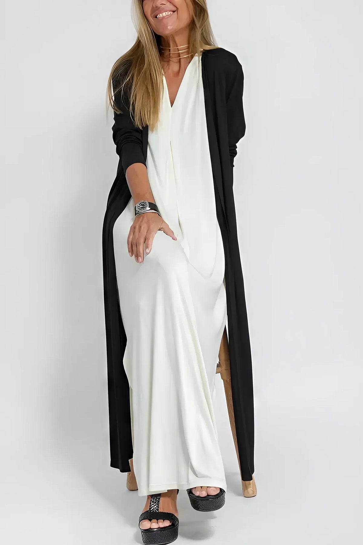 ELEGANT LONG DRESS + MATCHING CARDIGAN GIFT