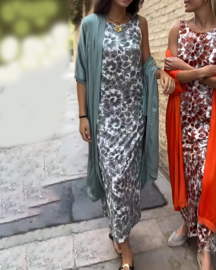 Elegant long dress + matching cardigan FREE