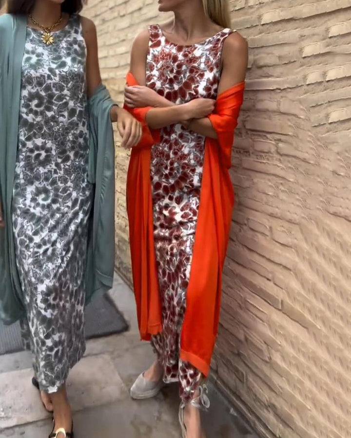 Elegant long dress + matching cardigan FREE