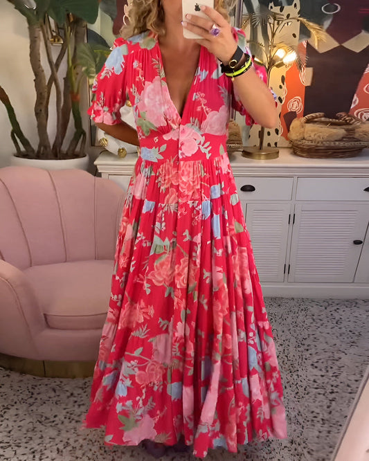 Lina | Floral V-Neck Dress