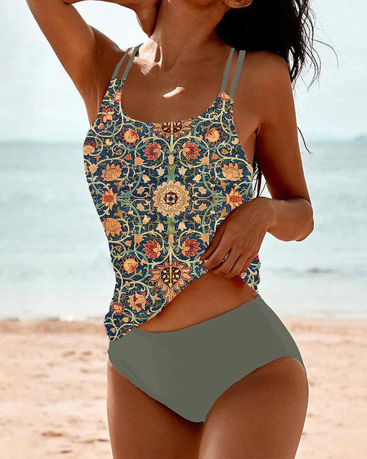 Tankini with Modern Print and Double Straps