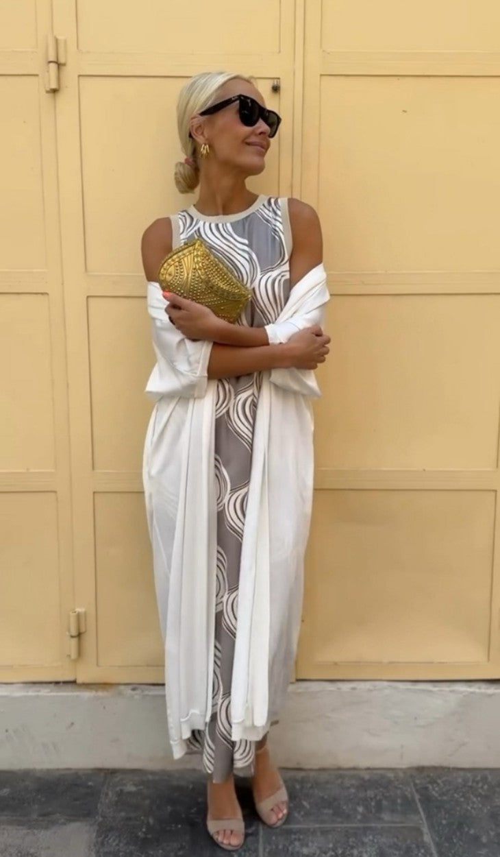 Elegant Long Dress + Matching Cardigan as a Gift