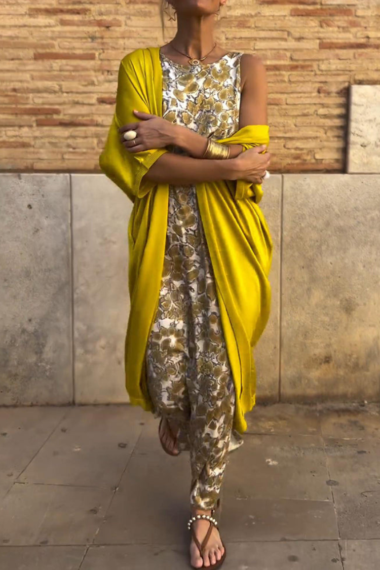 Elegant long dress + matching cardigan FREE