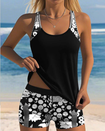 Comfortable Tankini with U-Neck and Boxer-Style Bottoms