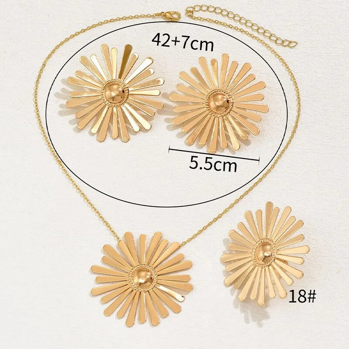 Golden Flower Jewelry Set (3 Pieces)
