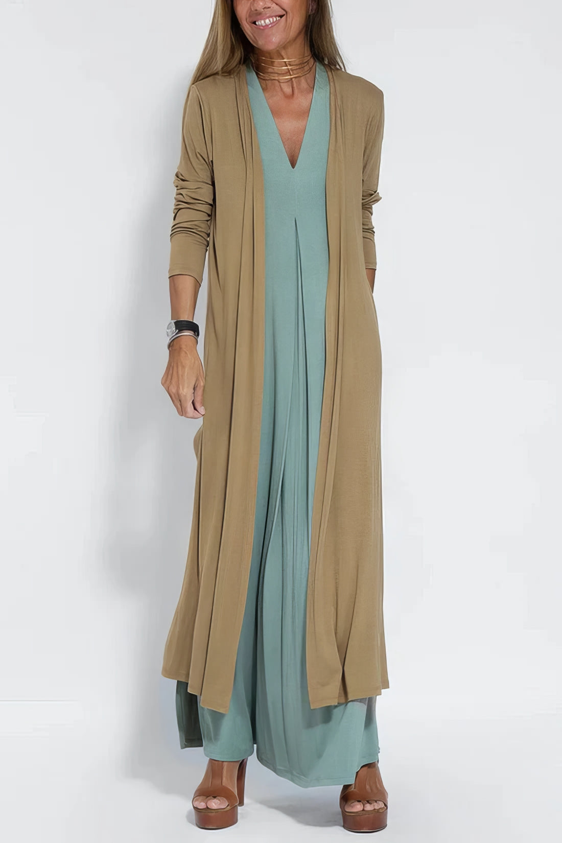 ELEGANT LONG DRESS + MATCHING CARDIGAN GIFT